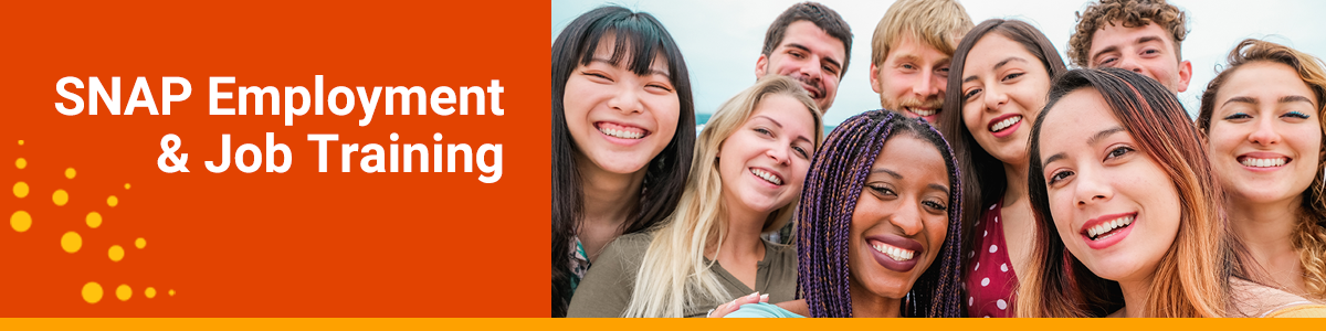 SNAP Employment & Job Training Header with young adults smiling